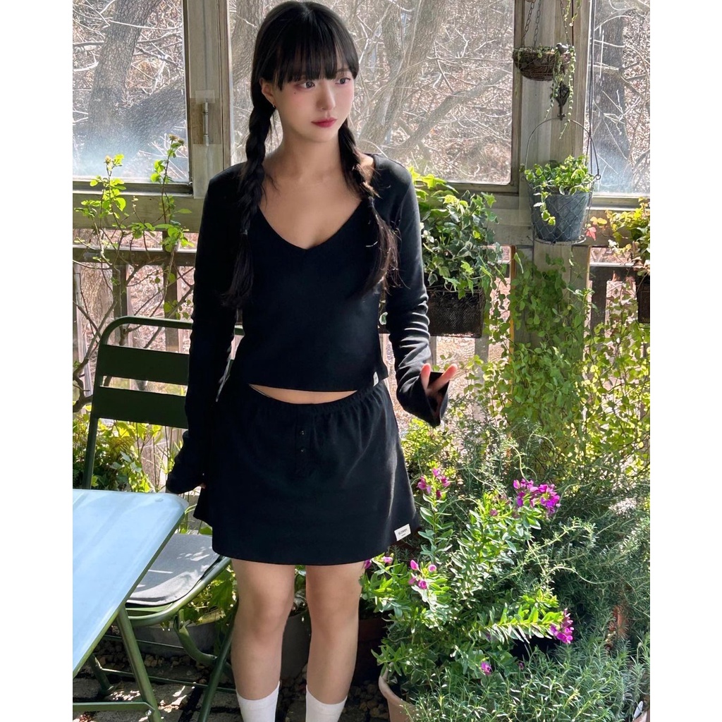 ~~~~~ Korean niche Glowny simple short-sleeved T-shirt suspender shorts short skirt home suit can be worn outside