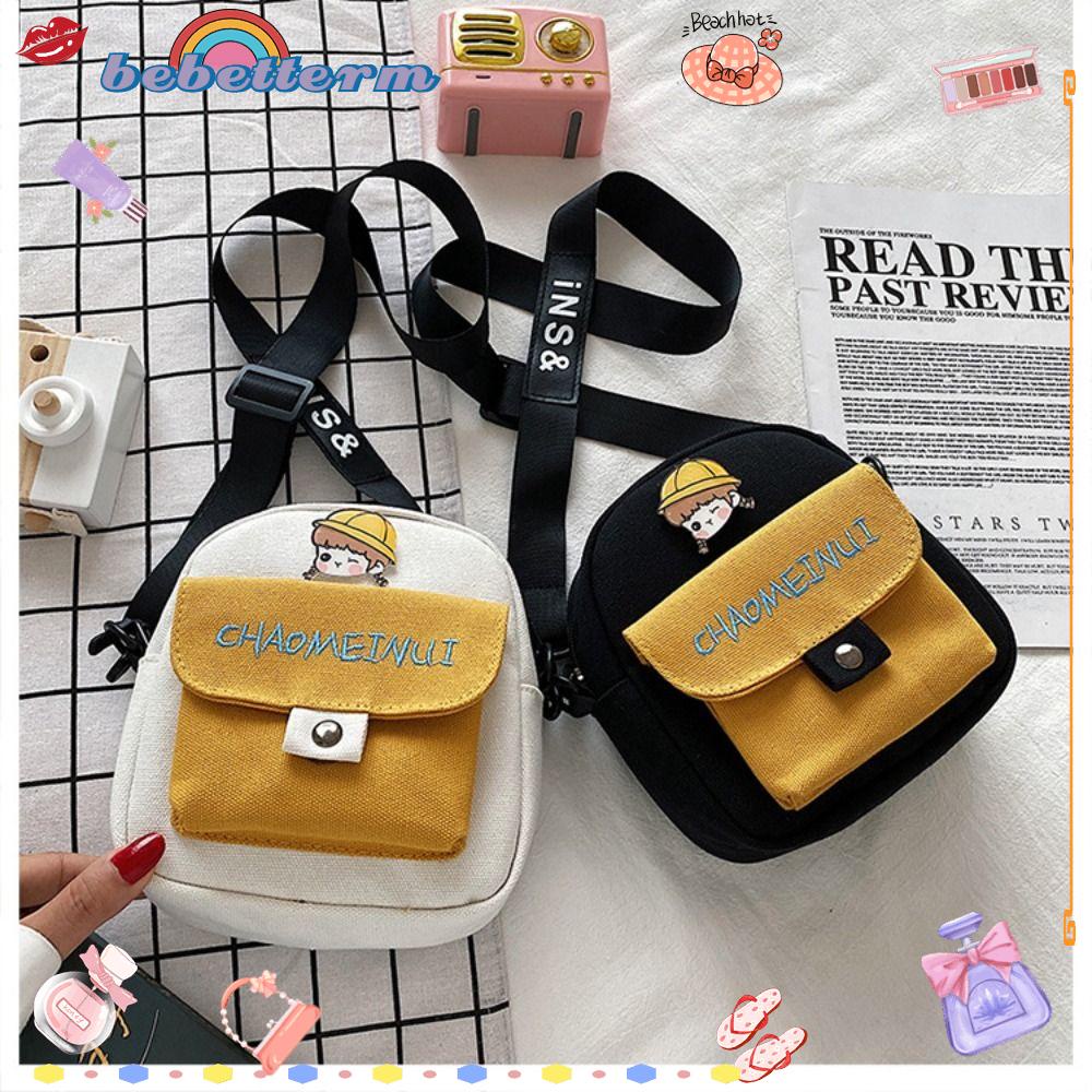 BEBETTERM Túi Xách Canvas In Họa Tiết Hoạt Hình Cho Nữ