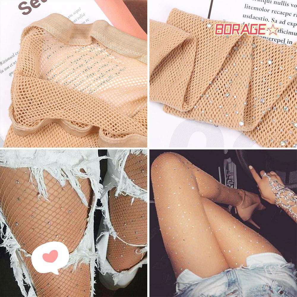 BORAG Quần Tất Lưới Đính Đá Lấp Lánh