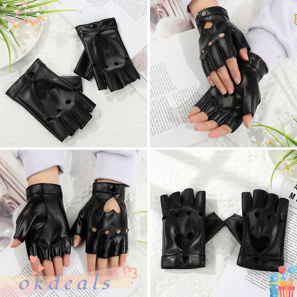 OKDEALS Găng Tay Da Hở Ngón Chống Thấm Nước Unisex