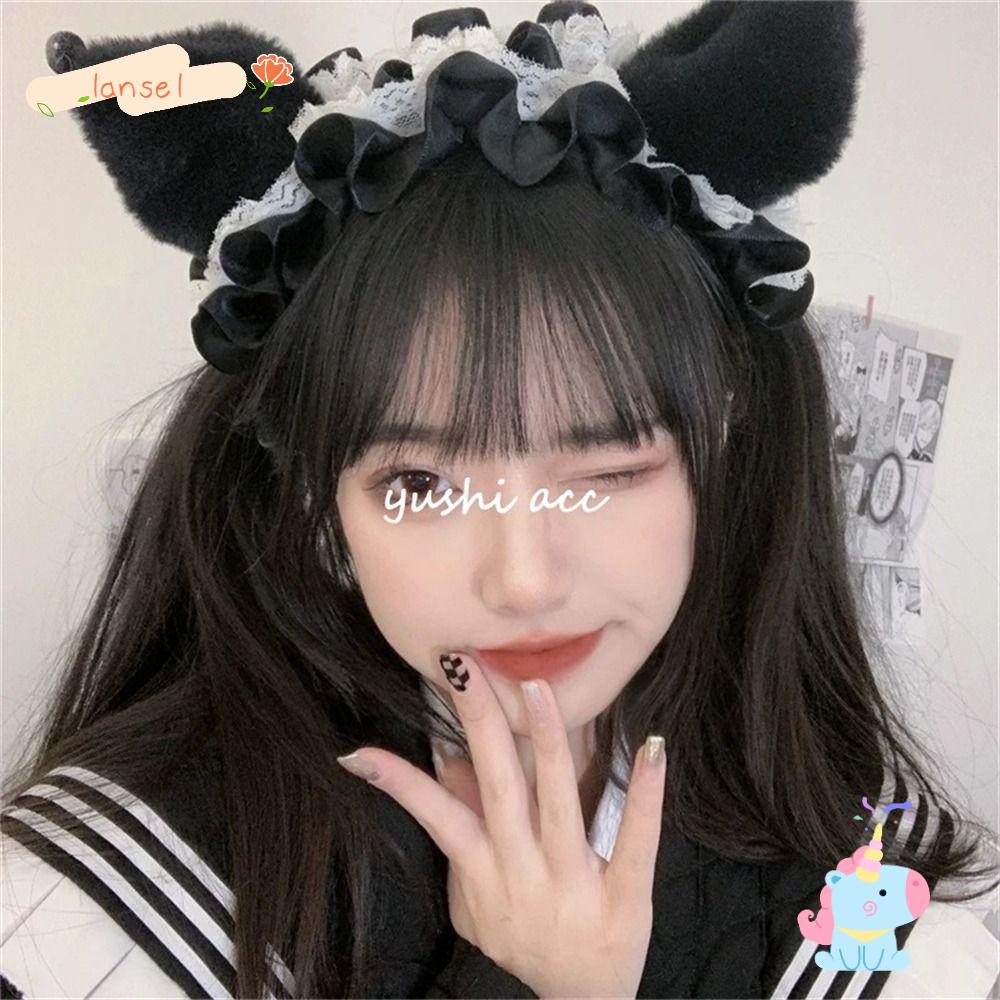 Băng Đô Ren Tai Mèo Đen Hóa Trang Dễ Thương