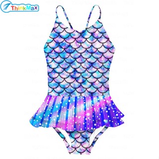 Thinkmax Đồ Bơi Một Mảnh Họa Tiết Vảy Cá Thời Trang Mùa Hè Cho Bé Gái 4-9 Tuổi