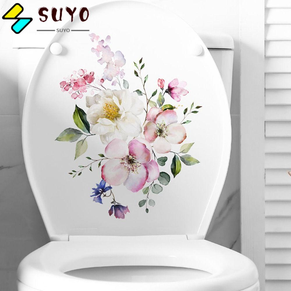 Miếng Dán Trang Trí Toilet Bằng PVC Họa Tiết Hoa Hiện Đại