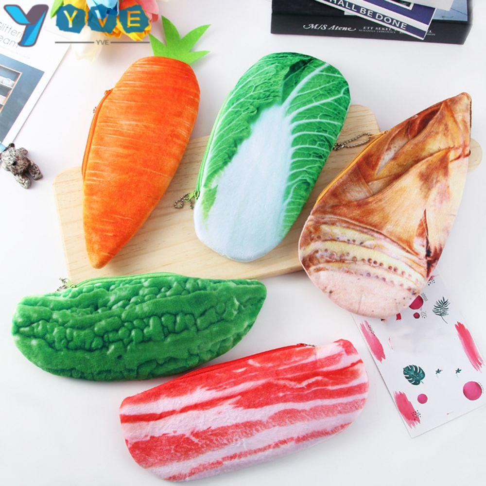YVE Túi Đựng Bút Chì / Tiền Xu Hình Rau Củ Nhồi Bông Sáng Tạo Cho Học Sinh