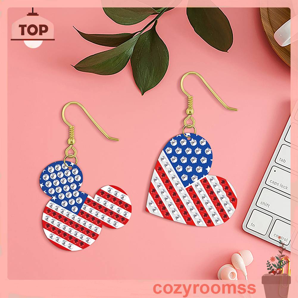 Set 2 Đôi Bông Tai Đính Hạt Kim Cương Giả Hình Dạng Đặc Biệt DIY