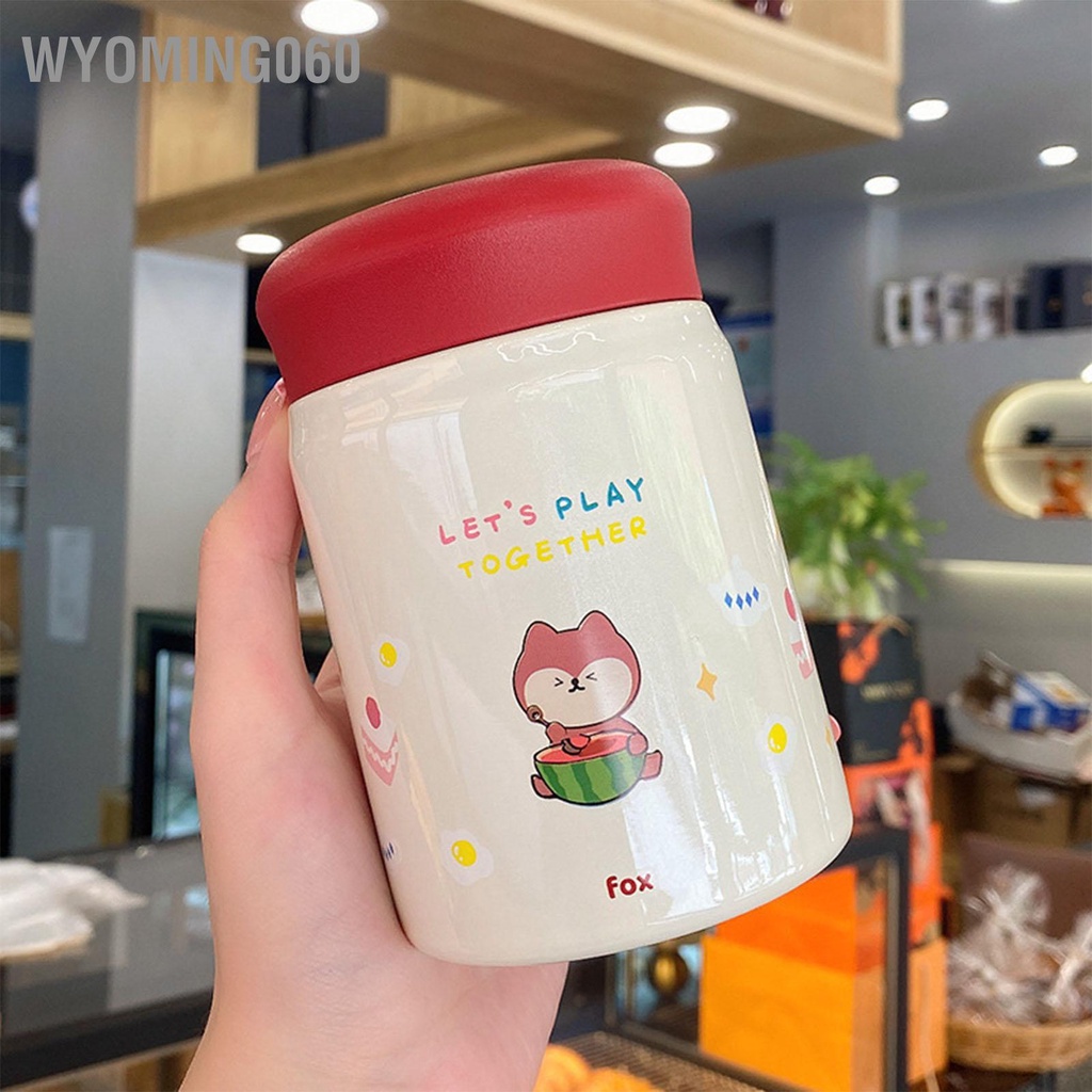 Wyoming060 Bình đựng thức ăn chân không cách nhiệt bằng thép gỉ 320ml có nắp đậy cho chai di động hoạt hình ngoài trời