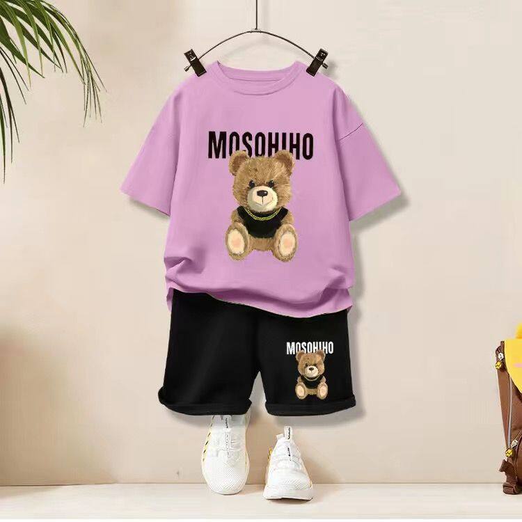 Set Đồ Mùa Hè 2 Món Gồm Áo Tay Cộc In Họa Tiết + Quần Ngắn Thời Trang Hàn Quốc Cho Bé Trai 1-14 Tuổi