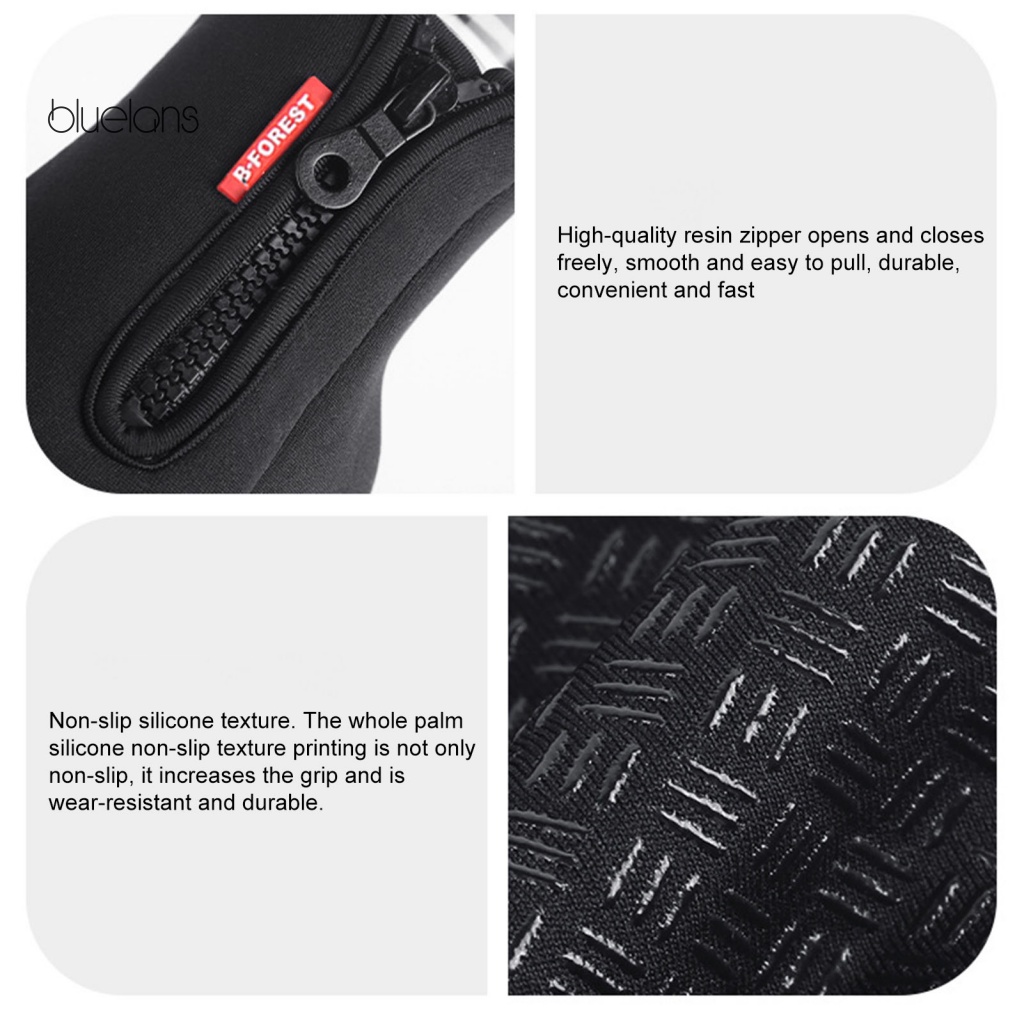 1 Đôi Găng Tay Silicone Lót Ngón Tay Chống Trượt Có Khóa Kéo Dùng Khi Lái Xe