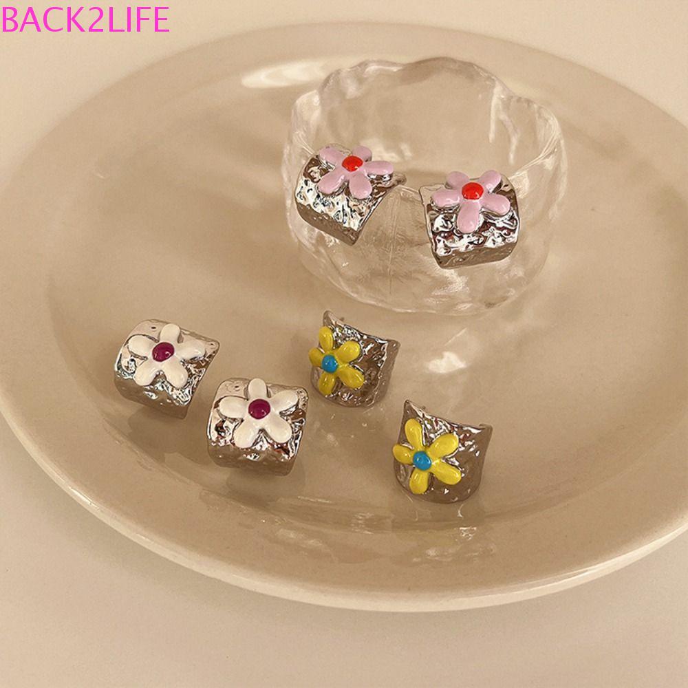 Back2 Bông Tai Hình Chữ C Tráng Men Sang Trọng Bằng Hợp Kim Phong Cách Hàn Quốc Cho Nữ