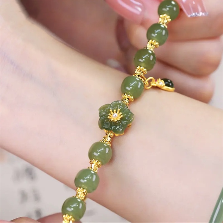 Vòng Tay Đá Ngọc Bích Nhân Tạo Màu Sắc Đẹp Mắt