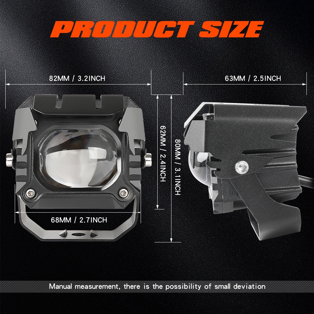 Super Bright Mini Driving Light Set Led Lights Motorcycle Headlight 2 Color Car Fisheye Lens Spot