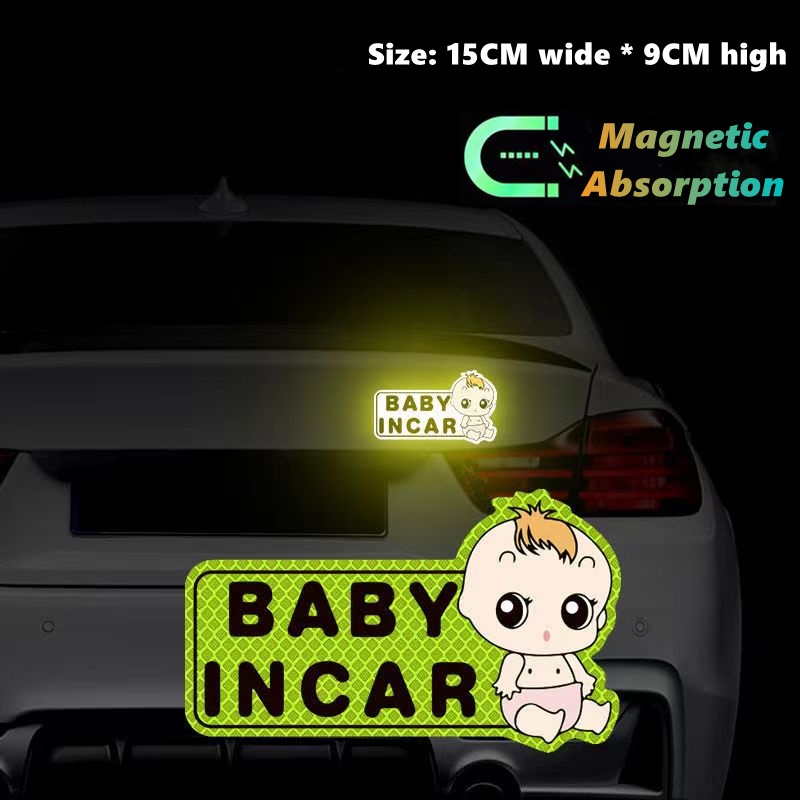 1 Miếng Dán Nam Châm Cảnh Báo Baby In Car Phản Quang Chống Nước Trang Trí Xe Hơi