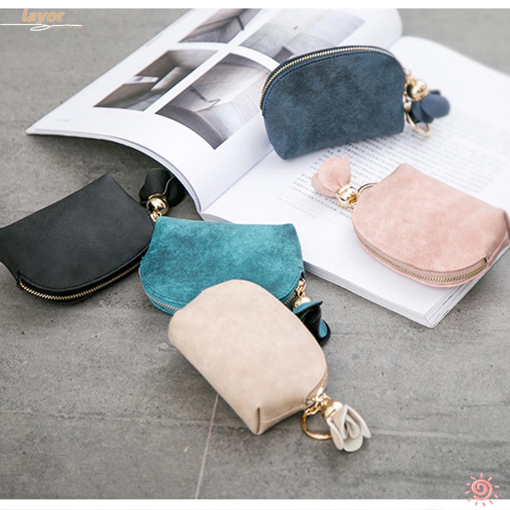 Ví Da PU Mini Họa Tiết Hoa Kèm Móc Khóa Thời Trang Cho Nữ Giá Đỡ