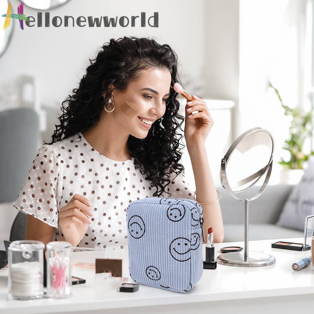 Túi Đựng Mỹ Phẩm Đa Năng Hình Mặt Cười Có Khóa Kéo Tiện Dụng Mang Theo Du Lịch