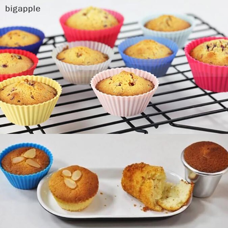 Set 5 Khuôn Silicone 7cm Hình Tròn Dùng Để Làm Bánh Cupcake Tiện Dụng