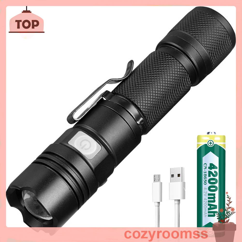 Đèn Pin LED XHP50 800LM 5 Chế Độ 1200mAh Sạc USB Tiện Dụng