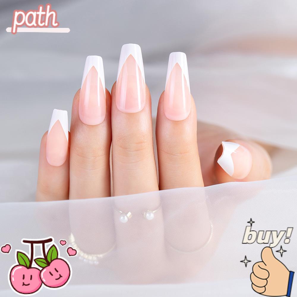 PATH Hộp 24 Móng Tay Giả Che Phủ Toàn Diện Phong Cách Pháp Cho Nữ