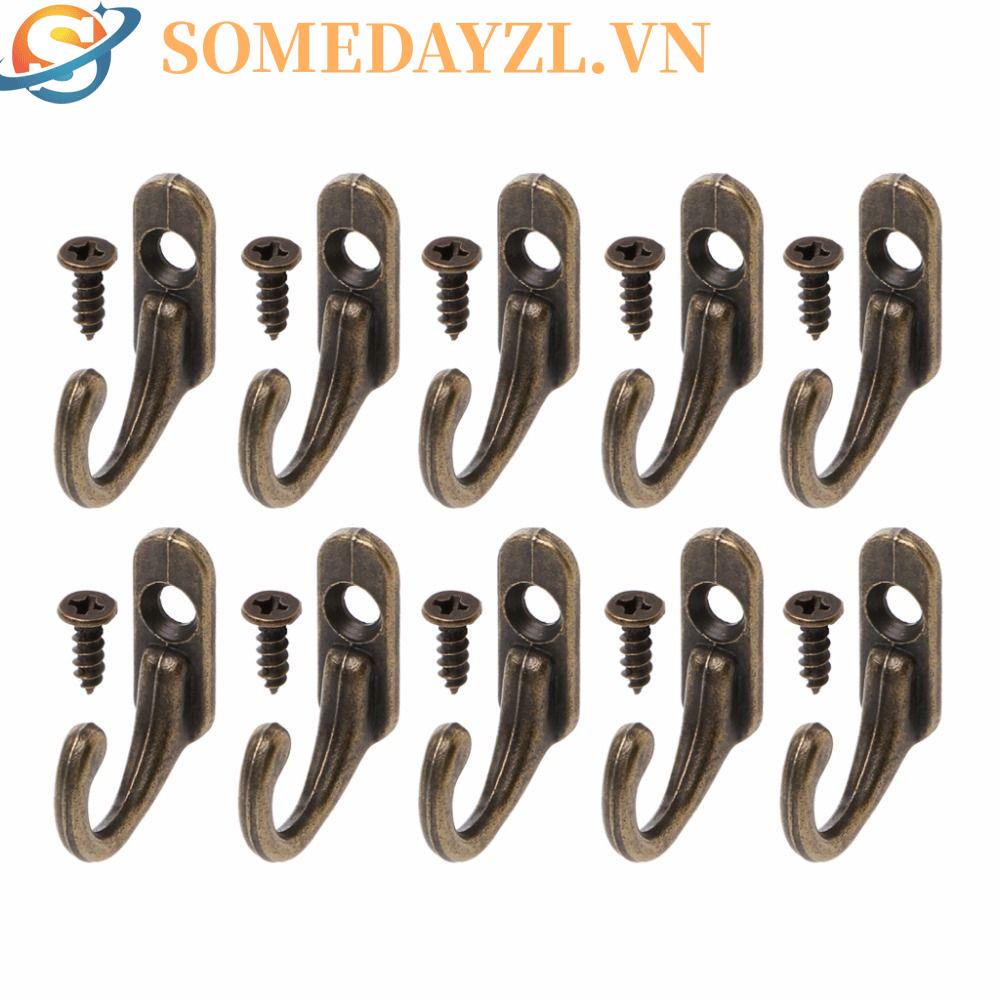 SOMEDAYZL Set 10 Móc Treo Chìa Khóa Bằng Đồng Phong Cách Vintage Gắn Tường Giá Đỡ