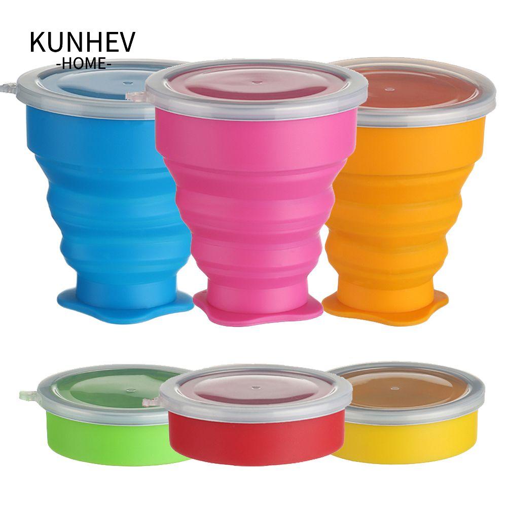 KUNHEV Cốc Uống Nước Du Lịch Bằng Silicone Cấp Thực Phẩm Gấp Gọn Được
