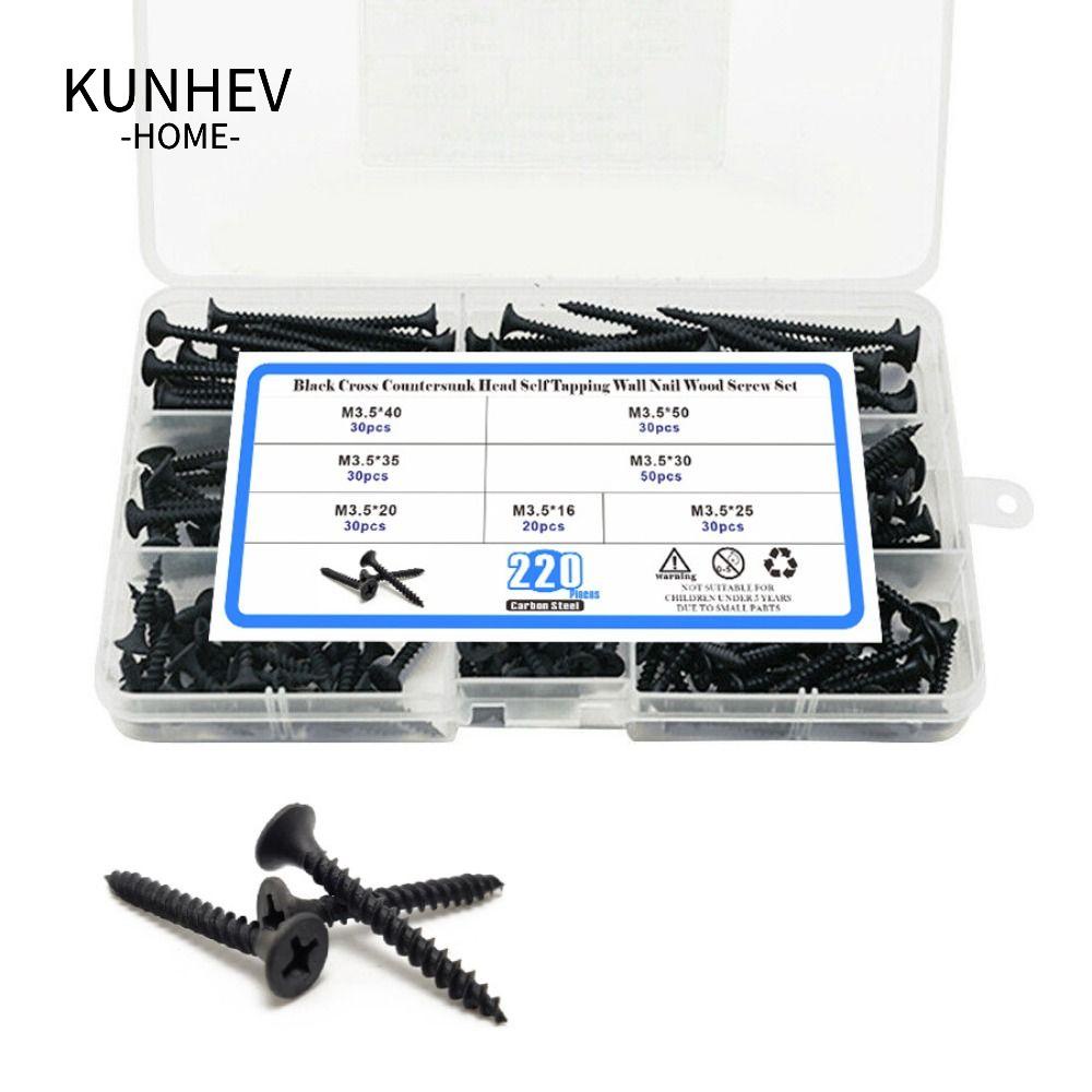 KUNHEV Set 220 Đinh Vít Thép Không Gỉ Chịu Lực Cao M3.5 Chuyên Dụng Cắt Gỗ