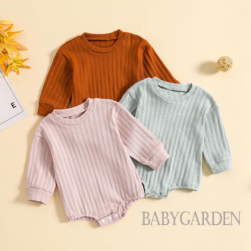 Áo Liền Quần Dài Tay Cổ Tròn Màu Sắc Thời Trang Cho Bé 0-24 Tháng Tuổi