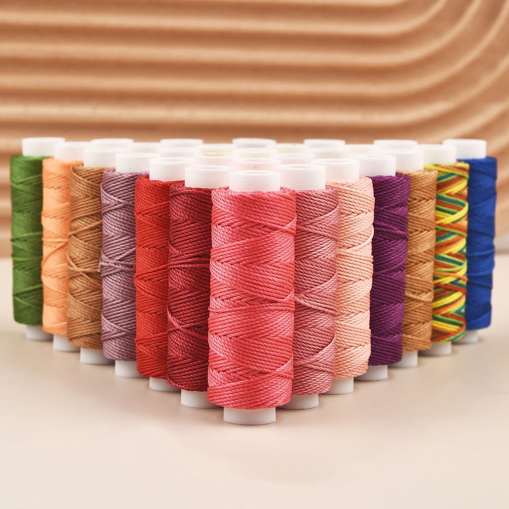 32 màu 0,65mm da sáp dây DIY Handmade Tool Handmade Stitch Thread 25 mét vòng sáp chủ đề