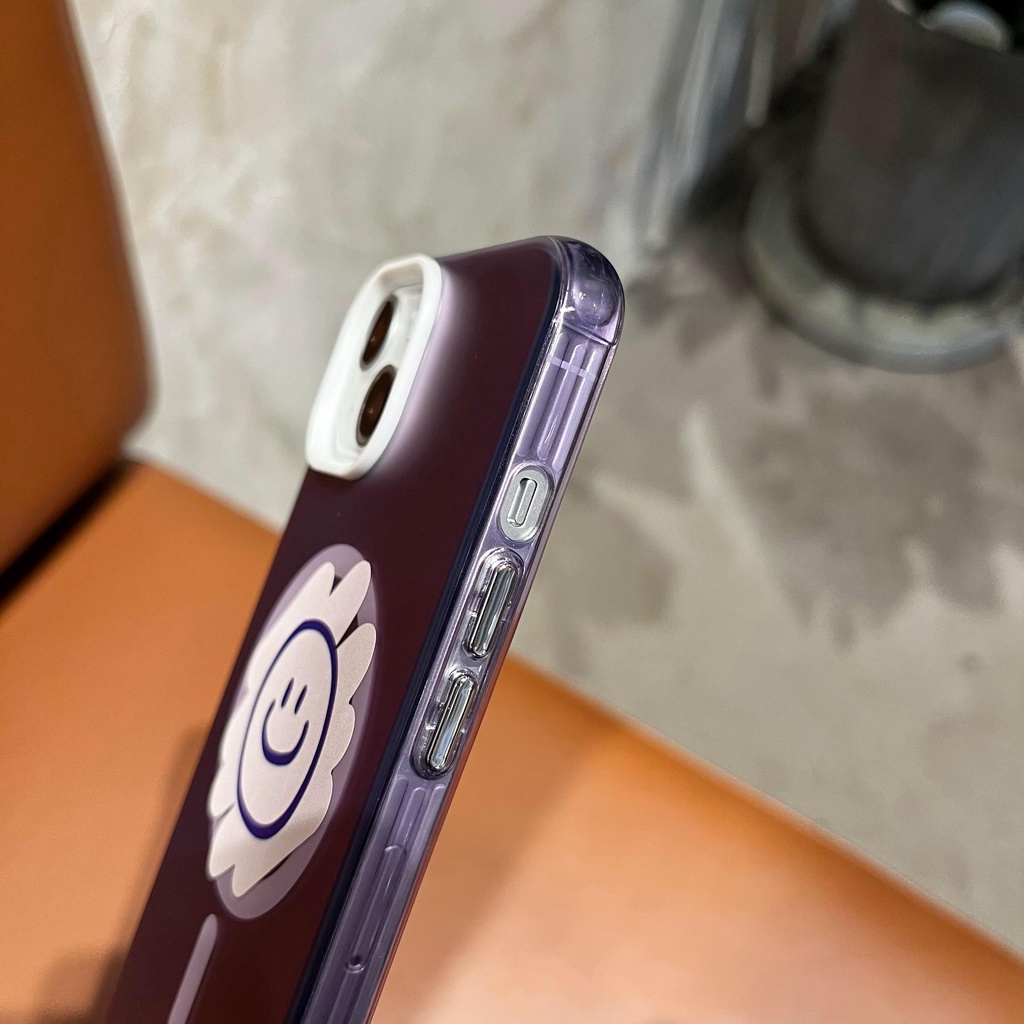 Ốp Điện Thoại Tpu Mềm Nhám Trong Suốt In Họa Tiết Mặt Cười Có Nam Châm Cho iPhone 14 Pro Max 13 12 11