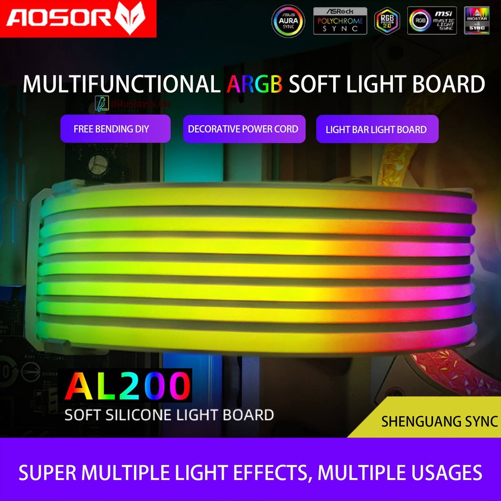 Thanh Đèn LED AOSOR AL200 DIY 5V ARGB 56 LED Cho 8 Thẻ Đồ Họa
