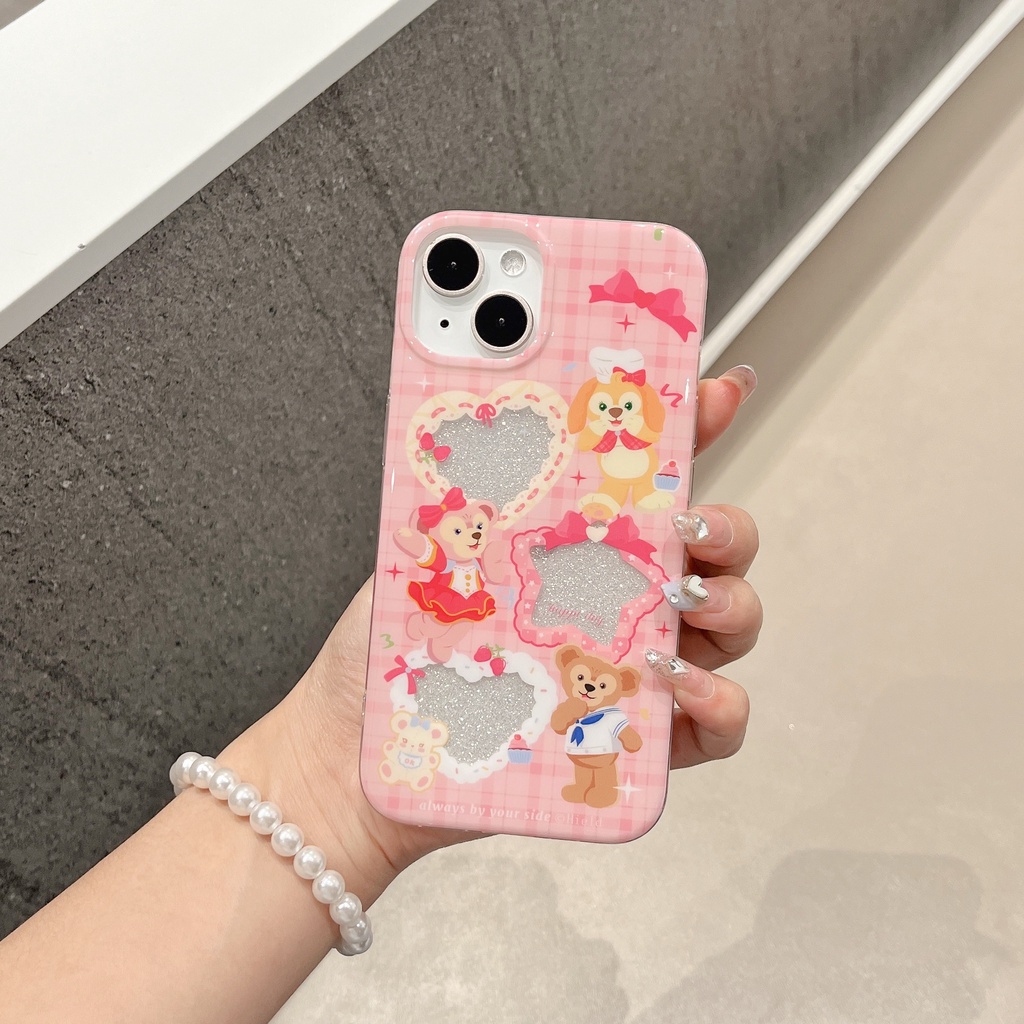 Ốp Điện Thoại Chống Sốc Hai Mặt Họa Tiết Gấu Duffy Kèm Dây Đeo Dành Cho IPhone 14 13 12 11 Pro Max