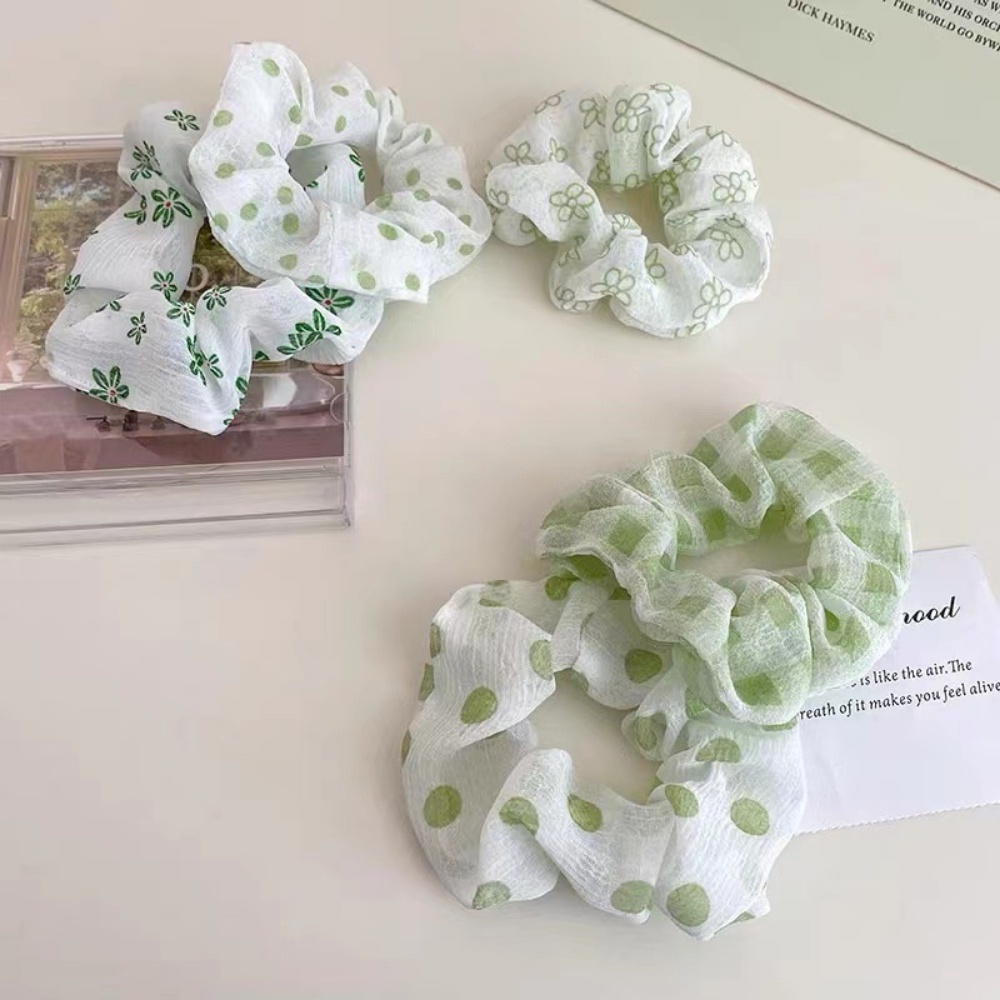 Dây Buộc Tóc Cao Su Vải Lưới Màu Xanh Lá Thời Trang Xuân Hè Đơn Giản DULA777