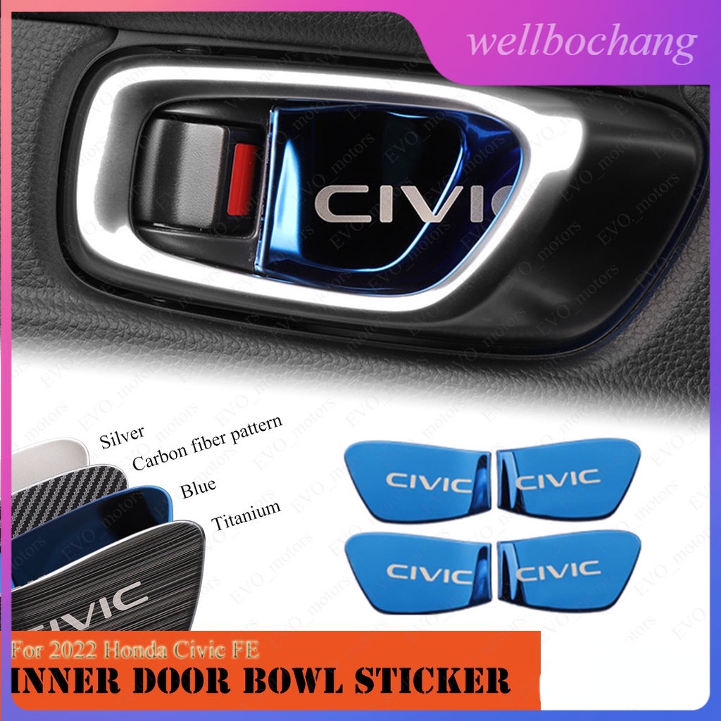 Miếng Dán Bảo Vệ Tay Nắm Cửa Trong Xe Hơi Honda Civic FE 11th Civic 2022 Bằng Thép Không Gỉ