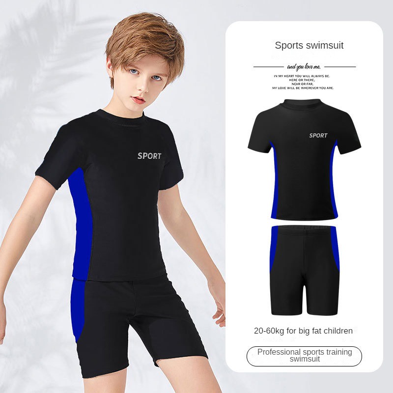 Bộ Đồ Bơi Hai Mảnh Nhanh Khô Kiểu Thể Thao Năng Động Cho Bé Trai