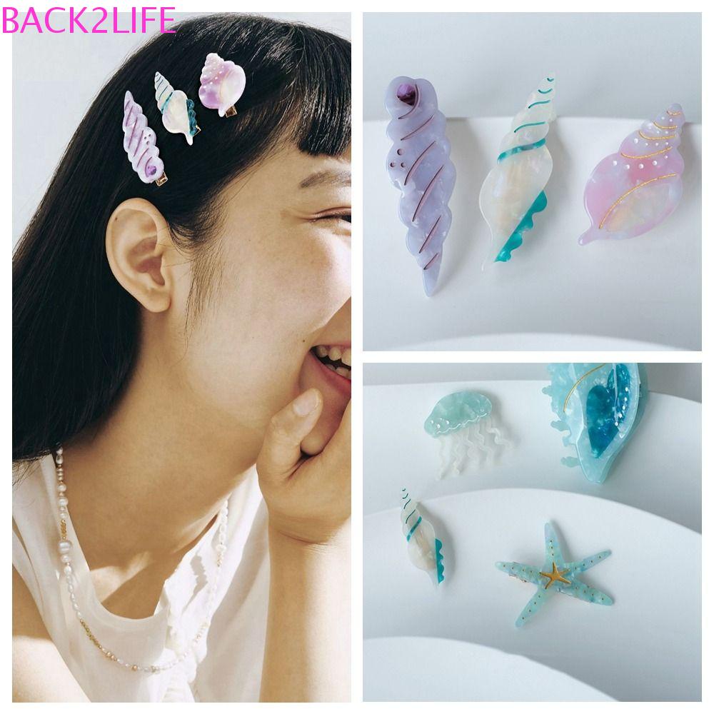 Kẹp Tóc Hình Học / Sao Biển / Con Sứa / Vỏ Sò Xinh Xắn Thời Trang Cho Nữ BACK2LIFE