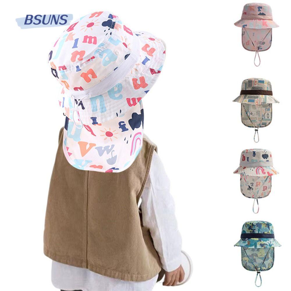 BSUNS Mũ Tai Bèo Chống Nắng Màu Trơn Có Thể Điều Chỉnh Bảo Vệ Cổ Cho Bé Gái