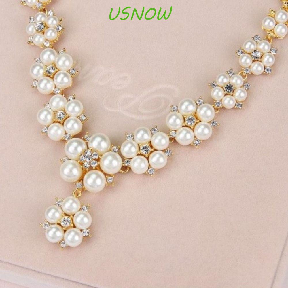 USNOW Bộ Trang Sức Mạ Vàng Đính Đá Lấp Lánh Sang Trọng