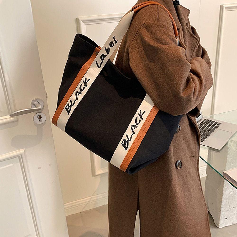 FALLFORBEAUTY Túi Xách Canvas Cỡ Lớn In Chữ Thời Trang Cho Nữ