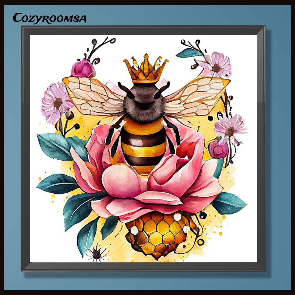Tranh Đính Đá Kim Cương Toàn Bộ 5D DIY Hình Vẽ Hoa Và Ong