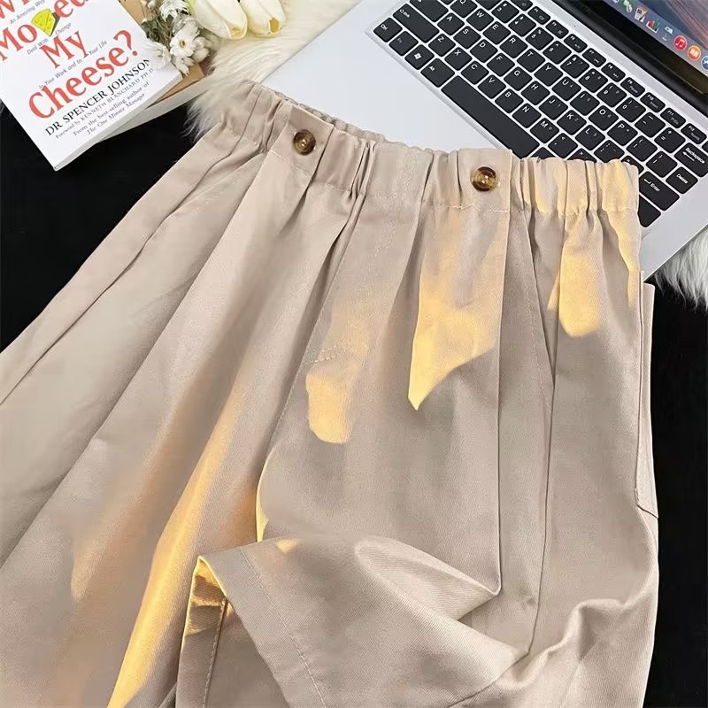 Quần Short Dáng Suông Màu Cà Phê Phong Cách Retro Nhật Bản Cho Nam Giới