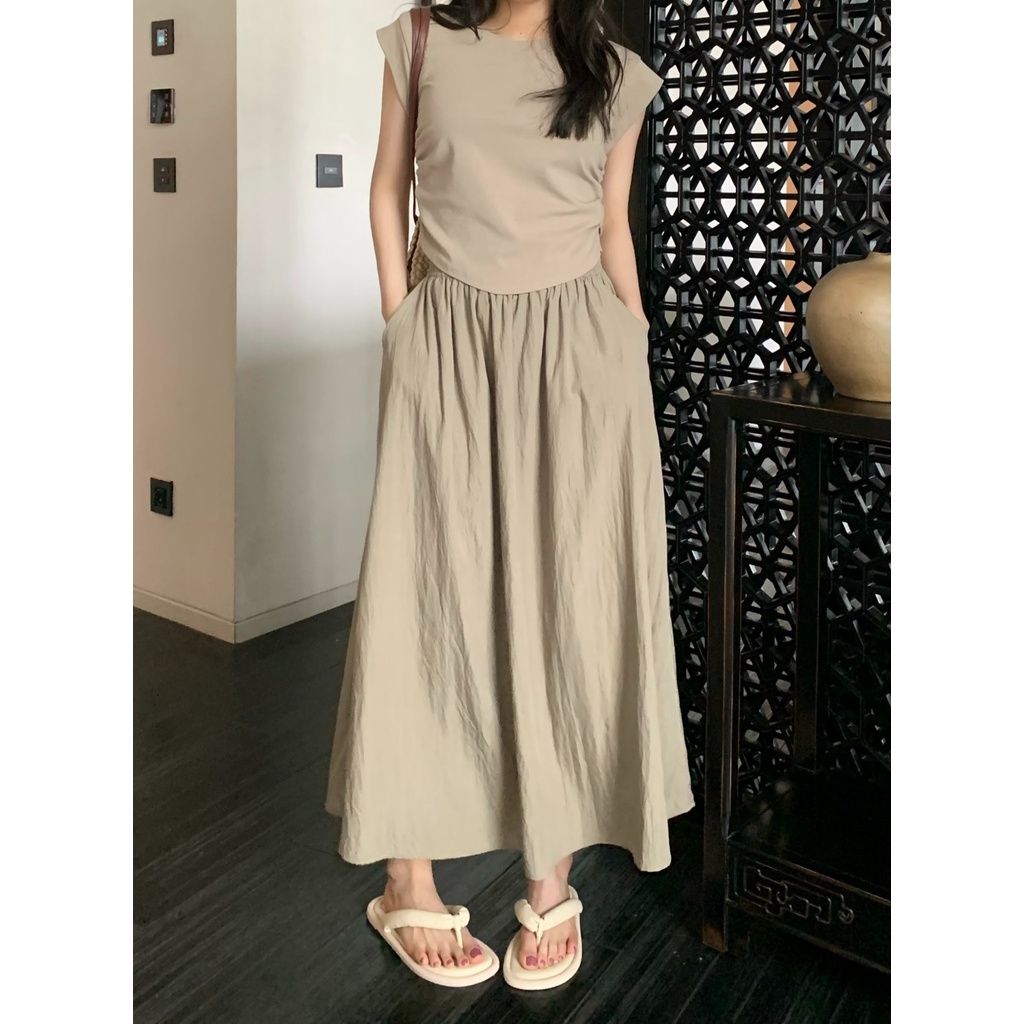 Chân Váy Chữ A Dài Lưng Cao Co Giãn Phong Cách Hàn Quốc Thời Trang Mùa Hè Mới HZFWC5625