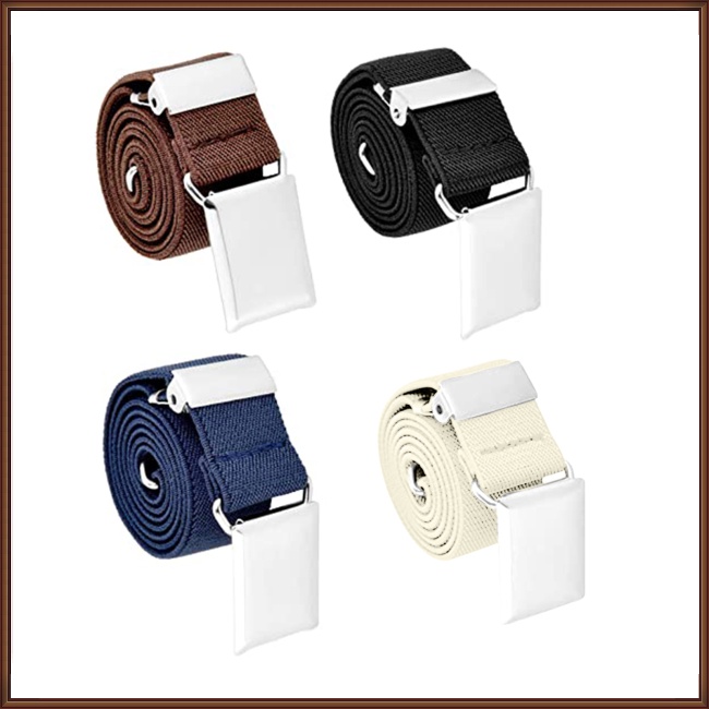 Set 4 Thắt Lưng Co Giãn Màu Sắc Trơn Có Khóa Cài Tùy Chỉnh Dành Cho Trẻ Em