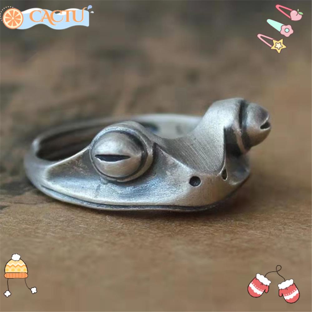 CACTU Nhẫn Hở Hình Chú Ếch Phong Cách Cổ Điển Thời Trang Cho Nam Và Nữ