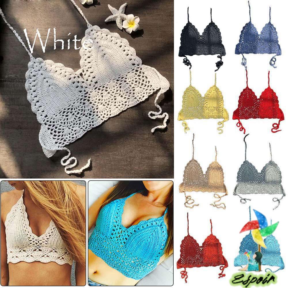 ESPO Áo Croptop Đan Móc Thiết Kế Hợp Thời Trang Cho Phái Nữ