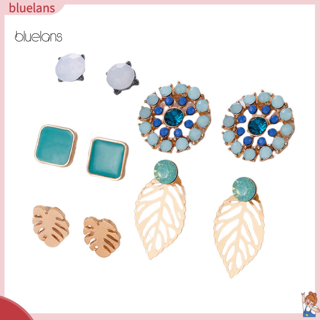 Set 5 Đôi Bông Tai Đính Đá Nhiều Màu Sắc Thời Trang Dành Cho Nữ