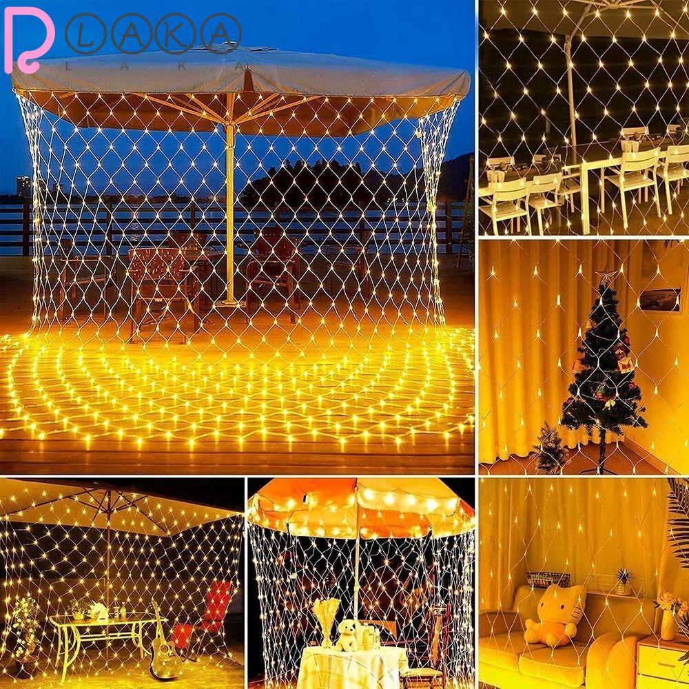 LAKAMIER Dây Đèn LED 1.5x1.5M 3x2M Sử Dụng Năng Lượng Mặt Trời Trang Trí Tiệc Cưới