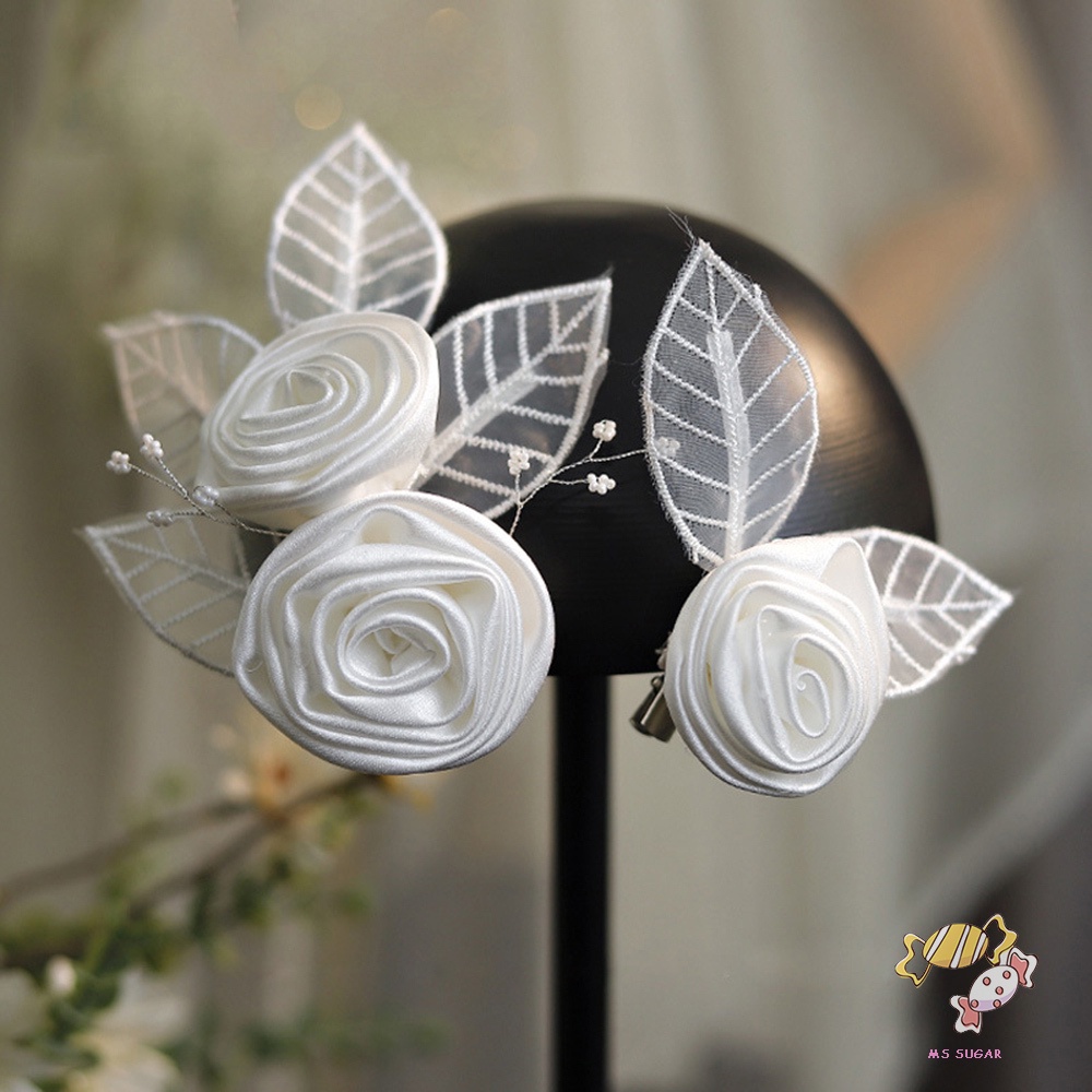 YADORNOS Kẹp Tóc Hình Hoa Trắng Thanh Lịch Không Phai Màu Phong Cách Hàn Quốc