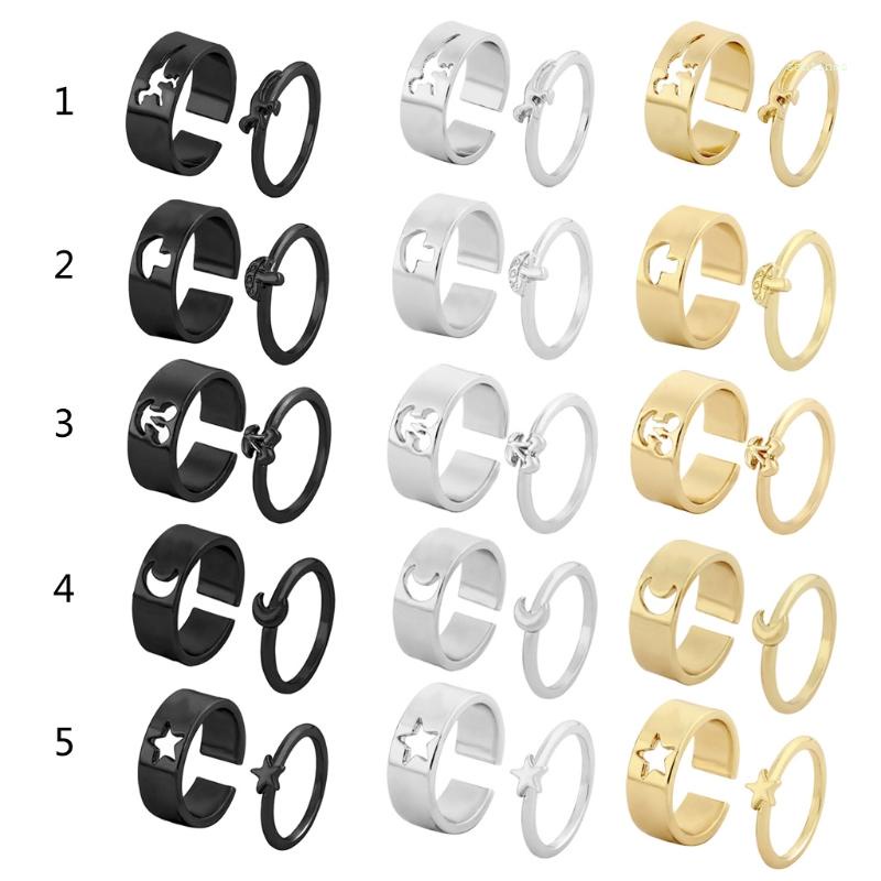 Nhẫn Hở Hình Mặt Trăng Phong Cách Vintage Có Thể Điều Chỉnh Kích Cỡ