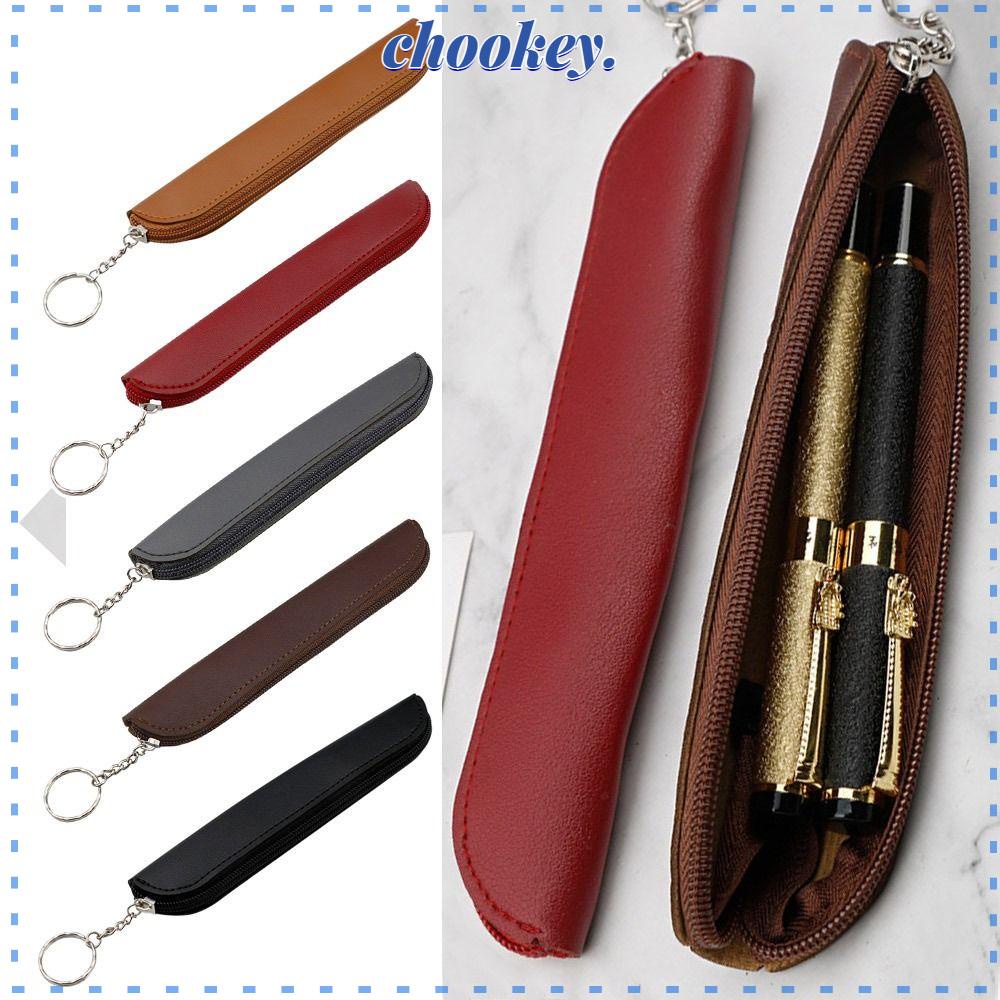 CHOOKEY Túi Đựng Bút Bằng Da PU Thiết Kế Giản Dị Tiện Dụng