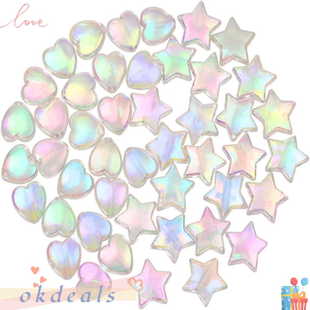 OKDEALS Set 200 Hạt Nhựa Acrylic Hình Trái Tim 9mm Nhiều Màu Sắc Dùng Làm Trang Sức Thủ Công