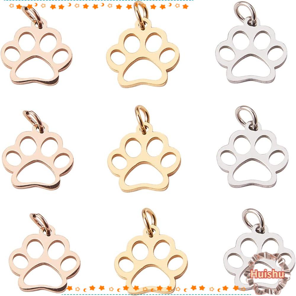 HS Mặt Dây Chuyền Tròn Bằng Thép Không Gỉ 304 Màu Vàng Hồng 304 Kích Thước 16 * 12mm Tự Làm Mặt Dây Hình Cún / Thỏ Dễ Thương