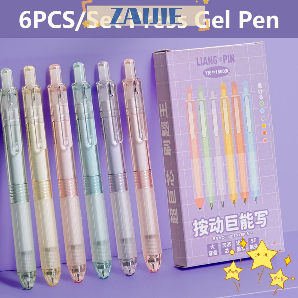 ZAIJIE24 Set 6 Bút Bi Mực Đen Kiểu Dáng Thời Trang